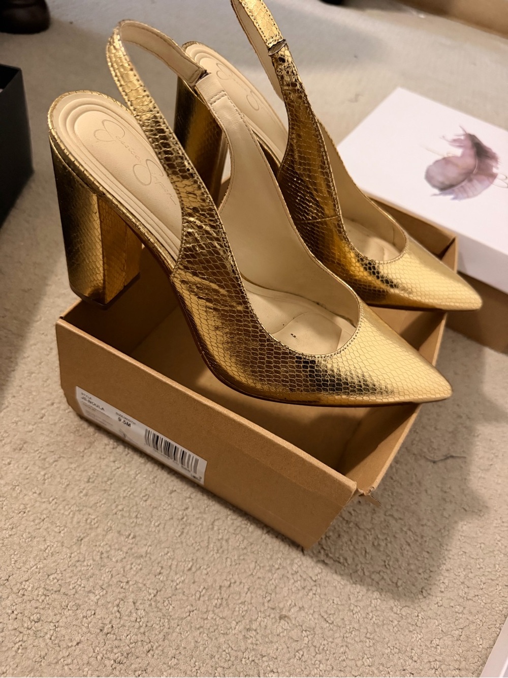 Jessica Simpson Noula Metallic Gold Snake Slingback Pumps Size 9.5